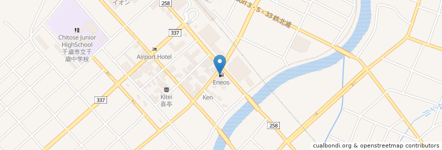 Mapa de ubicacion de ENEOS en 日本, 北海道, 石狩振興局, 千歳市.