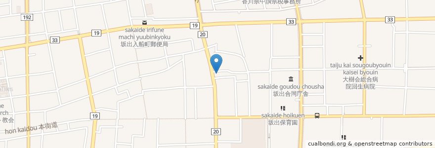 Mapa de ubicacion de 愛媛銀行 en Japan, Präfektur Kagawa, 坂出市.