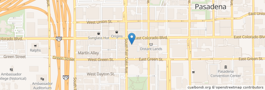 Mapa de ubicacion de King's Row Gastropub en Verenigde Staten, Californië, Los Angeles County, Pasadena.