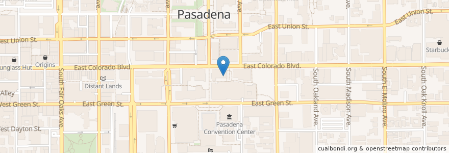 Mapa de ubicacion de The Yard House en 미국, 캘리포니아주, Los Angeles County, Pasadena.