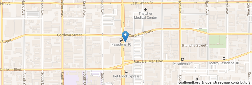 Mapa de ubicacion de Rubio's en Amerika Syarikat, California, Los Angeles County, Pasadena.