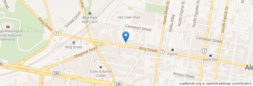 Mapa de ubicacion de Uptowner Cafe en United States, Virginia, Alexandria.