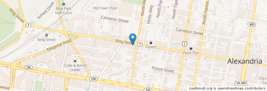 Mapa de ubicacion de Hard Times Cafe en アメリカ合衆国, バージニア州, Alexandria.