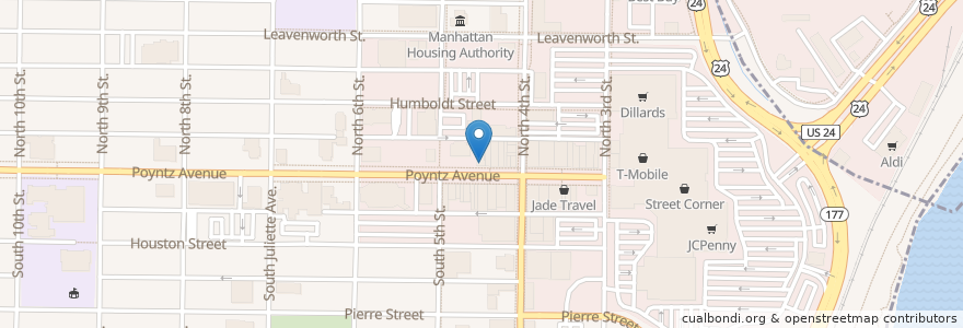 Mapa de ubicacion de Harry's en 미국, 캔자스, Riley County, Manhattan.