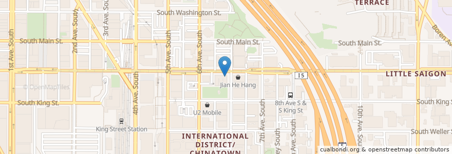 Mapa de ubicacion de Post Office, International Station en Estados Unidos Da América, Washington, King County, Seattle.