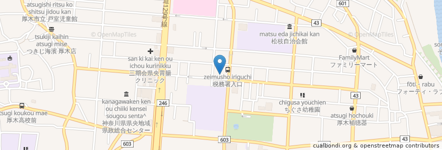 Mapa de ubicacion de 三ッ石 en Japan, Präfektur Kanagawa, 厚木市.