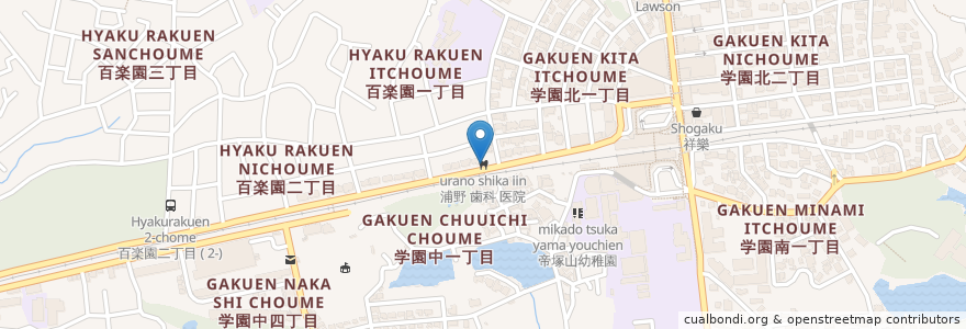 Mapa de ubicacion de 浦野 歯科 医院 en Japon, Préfecture De Nara, 奈良市.