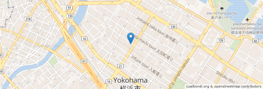 Mapa de ubicacion de Via Toscanella en 日本, 神奈川県, 横浜市, 中区.