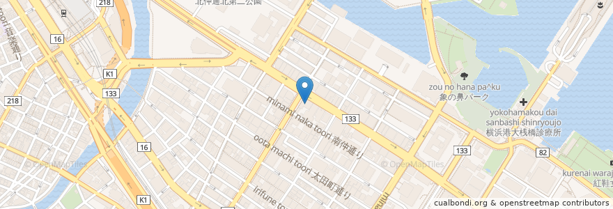 Mapa de ubicacion de みずほ銀行 横浜支店 en Japan, 神奈川県, Yokohama, 中区.
