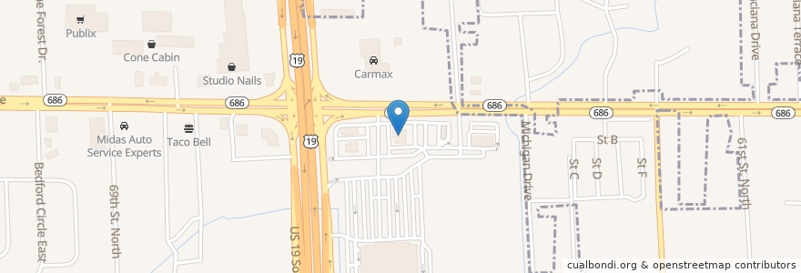 Mapa de ubicacion de Cheddar's en United States, Florida, Pinellas County.