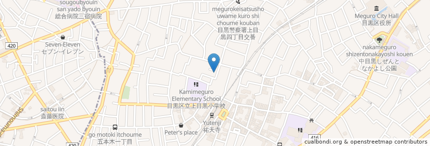 Mapa de ubicacion de 仲村医院 en Giappone, Tokyo, 目黒区.