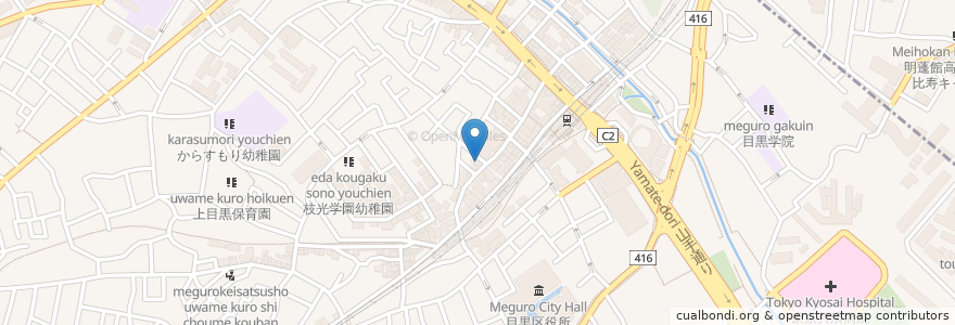 Mapa de ubicacion de 吉田整形外科 en ژاپن, 東京都, 目黒区.