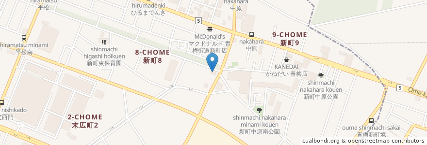 Mapa de ubicacion de ごちそう定食や 味里 青梅新町店 en Japan, 東京都, 青梅市.