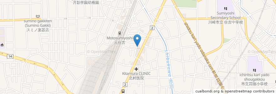 Mapa de ubicacion de 新之助 en 일본, 가나가와현, 川崎市, 中原区.