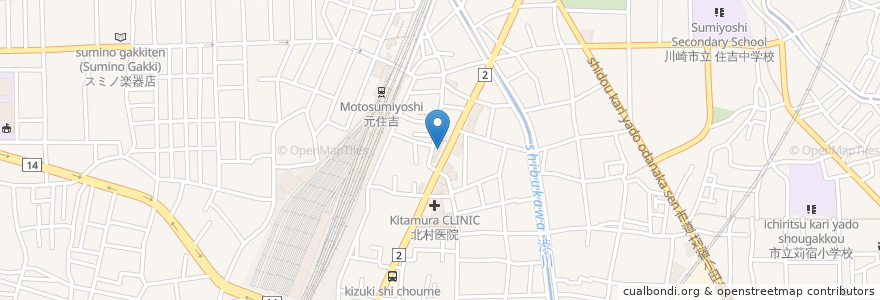 Mapa de ubicacion de モスバーガー en Japonya, 神奈川県, 川崎市, 中原区.