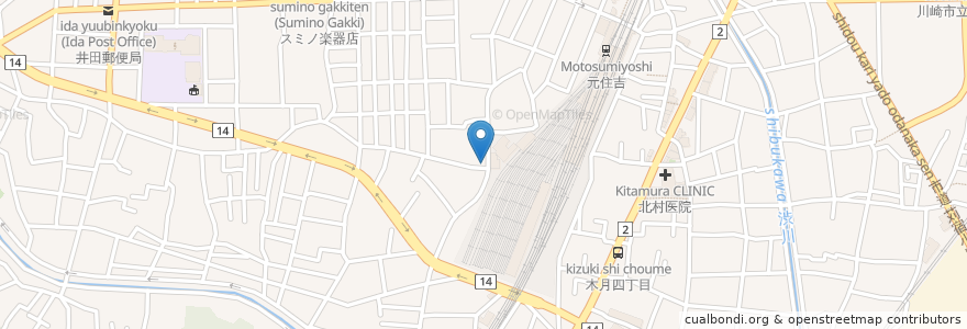 Mapa de ubicacion de みやぎ内科クリニック en Japão, 神奈川県, 川崎市, 中原区.