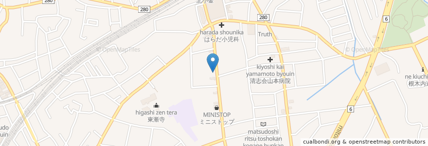 Mapa de ubicacion de 京葉銀行 en 日本, 千葉県, 松戸市.