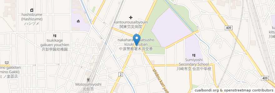Mapa de ubicacion de オリジン弁当 en Japón, Prefectura De Kanagawa, Kawasaki, 中原区.