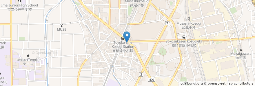 Mapa de ubicacion de 酔い処 仲川 en Jepun, 神奈川県, 川崎市, 中原区.