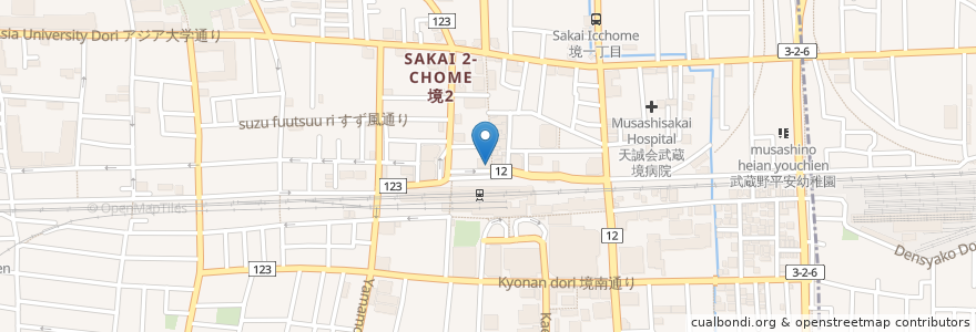 Mapa de ubicacion de メロディーハット en Япония, Токио, Мусасино.