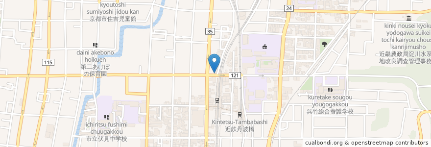 Mapa de ubicacion de 若林内科・胃腸科医院 en Japon, Préfecture De Kyoto, 京都市, 伏見区.