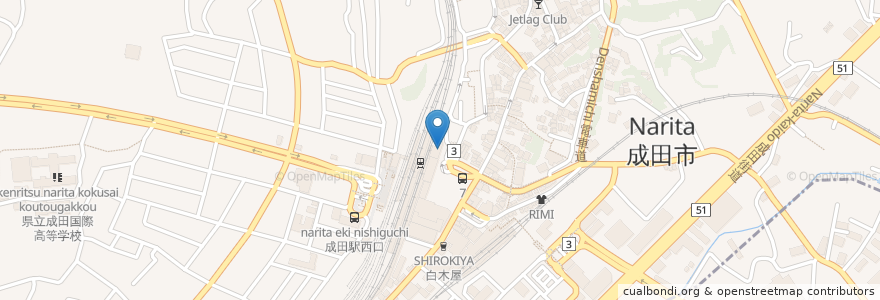 Mapa de ubicacion de 千葉興業銀行 en 日本, 千葉県, 成田市.
