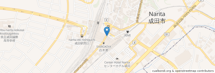 Mapa de ubicacion de 市進学院 en اليابان, 千葉県, 成田市.