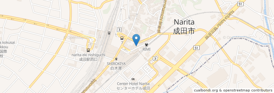 Mapa de ubicacion de 餃子の王将 en 日本, 千葉県, 成田市.