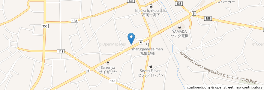 Mapa de ubicacion de キッチンさくら en Japon, Préfecture D'Ibaraki, 石岡市.