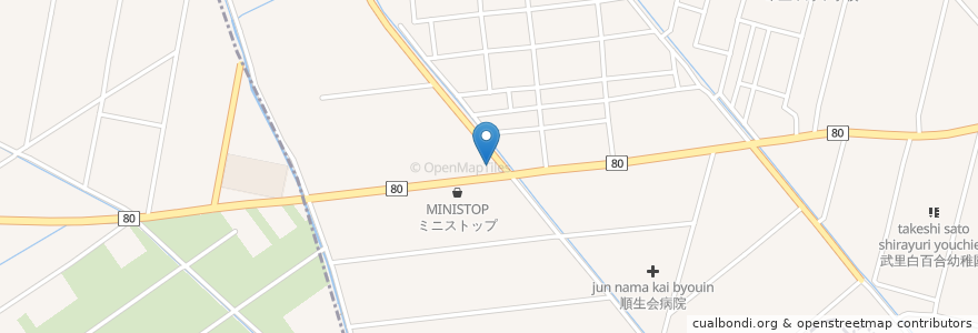 Mapa de ubicacion de すき家 en 日本, 埼玉県, 春日部市.