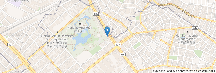 Mapa de ubicacion de やまこ亭本店 en Japon, Tokyo, 文京区.