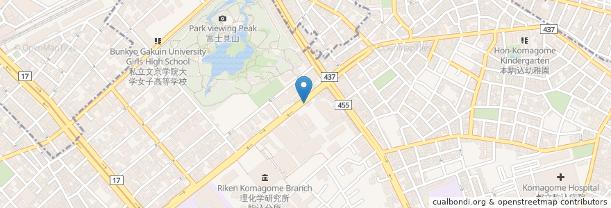 Mapa de ubicacion de とんかつ屋 en Japon, Tokyo, 文京区.