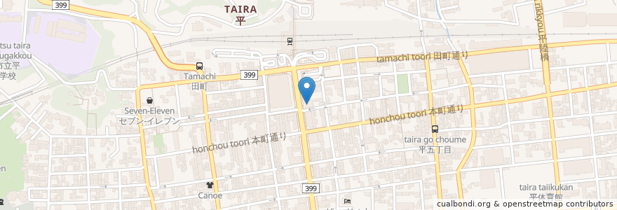 Mapa de ubicacion de 大和証券 en 日本, 福島県, いわき市.
