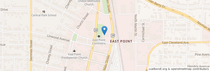 Mapa de ubicacion de East Point Health Center en 미국, 조지아, Fulton County, East Point.