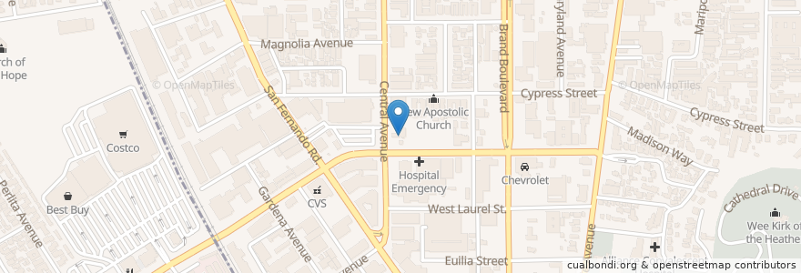 Mapa de ubicacion de Mobil en United States, California, Los Angeles County, Glendale.