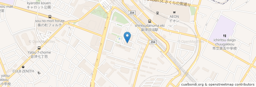 Mapa de ubicacion de 津田沼学生食堂 en Japão, 千葉県, 習志野市.
