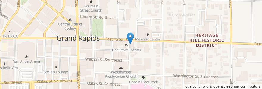 Mapa de ubicacion de Bartertown Diner en United States, Michigan, Kent County, Grand Rapids.