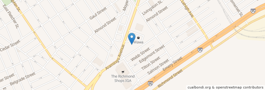 Mapa de ubicacion de Applebee's en Estados Unidos De América, Pensilvania, Philadelphia County, Philadelphia.