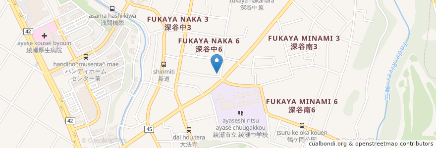 Mapa de ubicacion de 紀 医院 en 일본, 가나가와현, 綾瀬市.