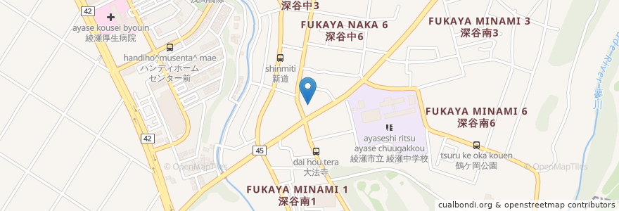 Mapa de ubicacion de 大法寺 en Japan, 神奈川県, 綾瀬市.