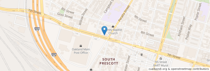 Mapa de ubicacion de Revolution Cafe en 美利坚合众国/美利堅合眾國, 加利福尼亚州/加利福尼亞州, 阿拉梅达县/阿拉米達縣/阿拉米達郡, 奥克兰/奧克蘭/屋崙.