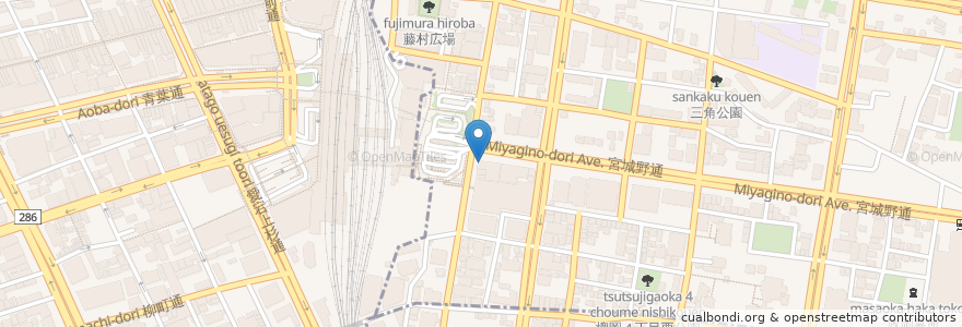 Mapa de ubicacion de ロッテリア en Japan, 宮城県, 仙台市, 青葉区, 宮城野区.