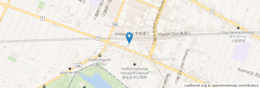 Mapa de ubicacion de 吉祥寺どんぶり en Japan, Tokyo, Musashino.