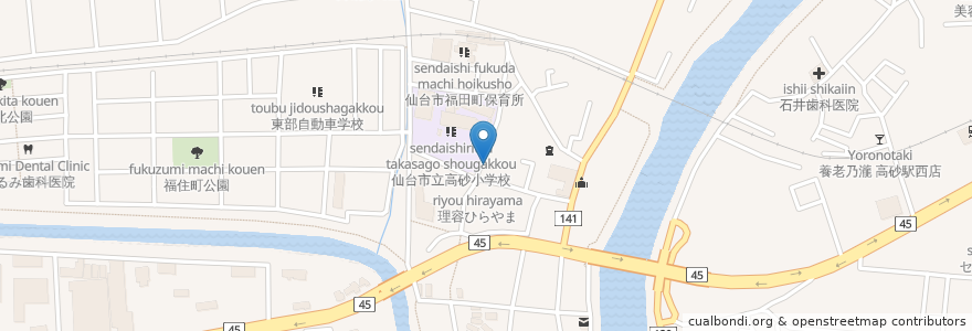 Mapa de ubicacion de 安達内科 en Japan, Miyagi Prefecture, Sendai, Miyagino Ward.