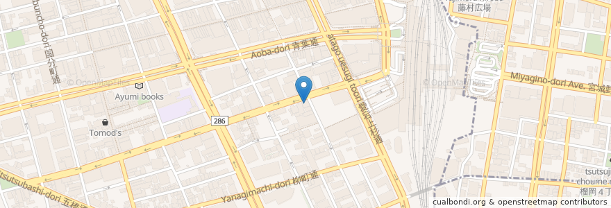 Mapa de ubicacion de J-遊 en Japonya, 宮城県, 仙台市, 青葉区.