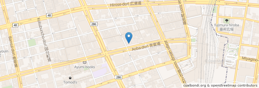 Mapa de ubicacion de 三井住友信託銀行 (Mitsui Sumitomo) en Japan, Miyagi Prefecture, Sendai, Aoba Ward.