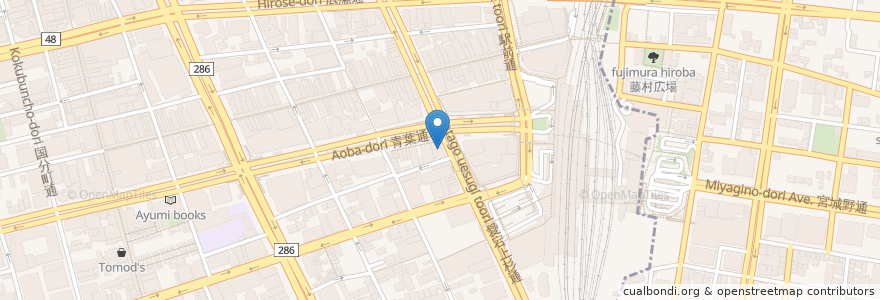 Mapa de ubicacion de とーもん en Japan, 宮城県, 仙台市, 青葉区.