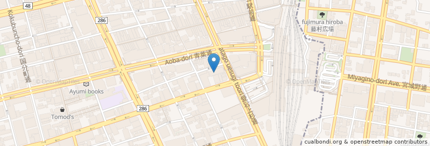Mapa de ubicacion de まねきねこ en Giappone, 宮城県, 仙台市, 青葉区.