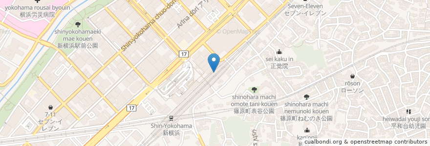 Mapa de ubicacion de 佐藤水産 en Jepun, 神奈川県, 横浜市, 港北区.