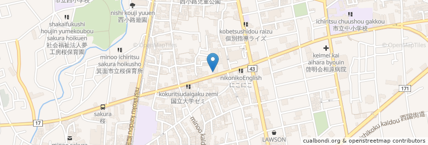 Mapa de ubicacion de もくもく亭 en 일본, 오사카부, 箕面市.